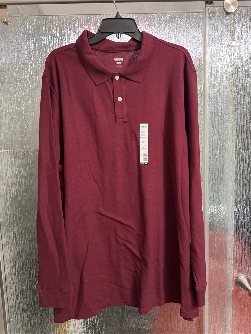 Long Sleeve Polo in Burgundy